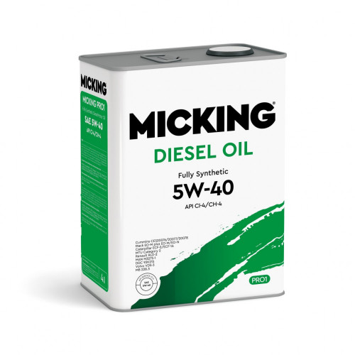 Моторное масло Micking Diesel Oil PRO1 5W-40 синтетическое API CI-4/CH-4 для дизельных двигателей 4л